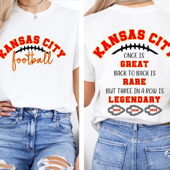 Kansas City Football T-shirt, Super Bowl Shirt, Three in a Row T-shirt - Picture 1 of 2